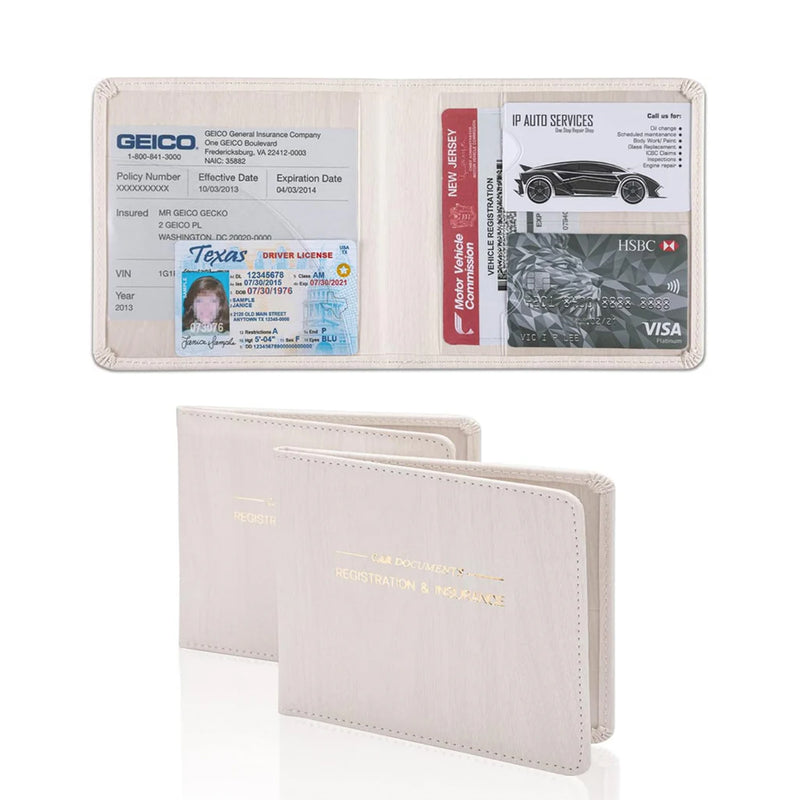 GNEGNI 2 Pack Leather Car Registration and Insurance Holder