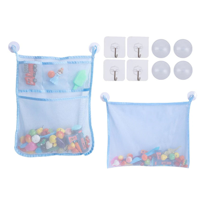 2Pcs Mesh Bath Toy Organizer Bags with Suckers & Hooks