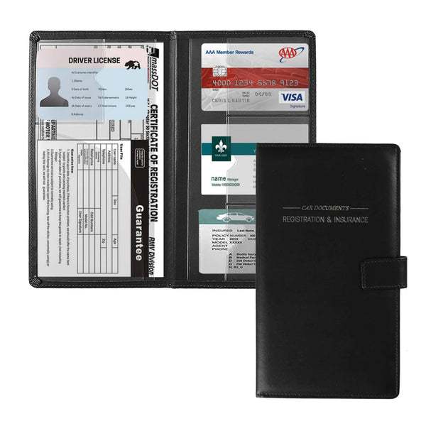 GNEGNI Leather Car Registration and Insurance Card Holder